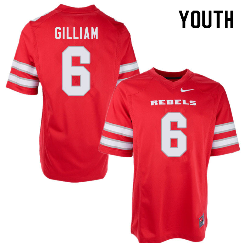 Youth #6 Max Gilliam UNLV Rebels College Football Jerseys Sale-Red